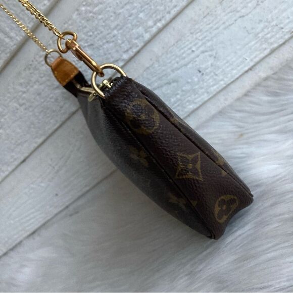 LOUIS VUITTON Monogram Chain Baguette Hobo Chain Bag Pouchette Felicie Liv - Picture 5 of 14